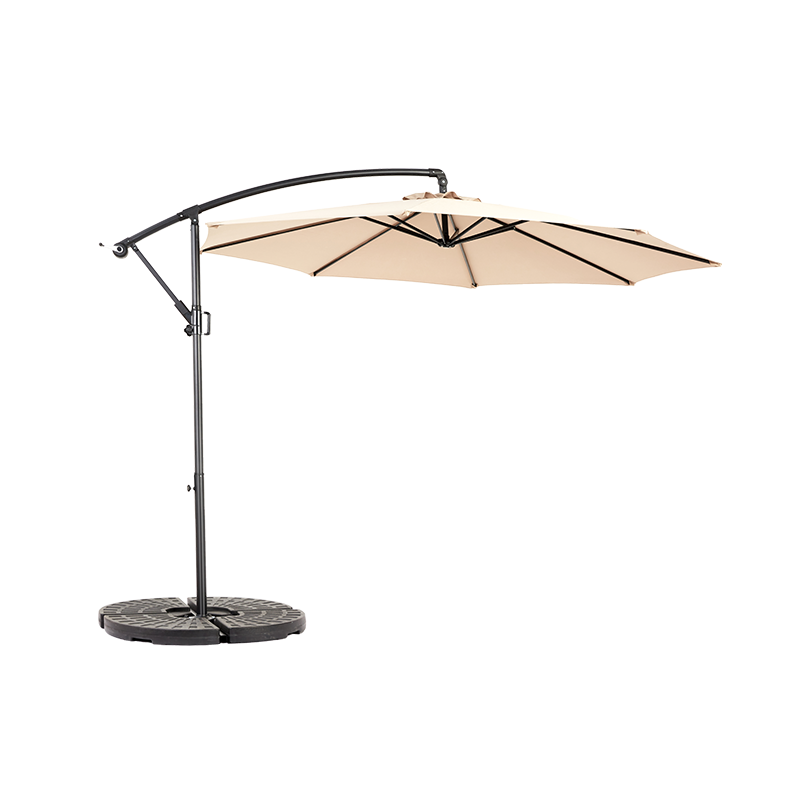 Parasol déporté rectangulaire 4.5 m khaki ouvert inclinable