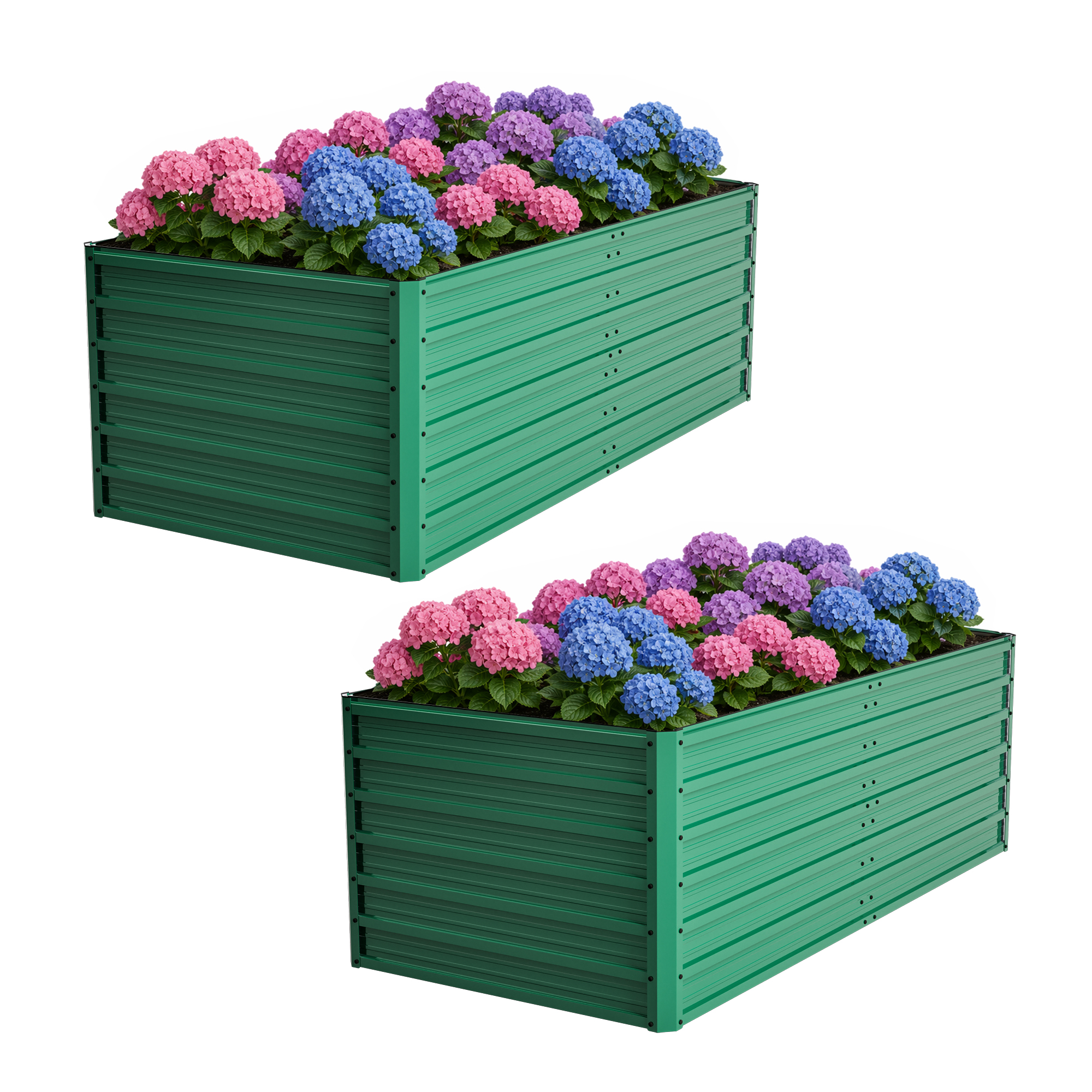 Lot de 2 Bacs Potagers Surélevés en Métal Vert