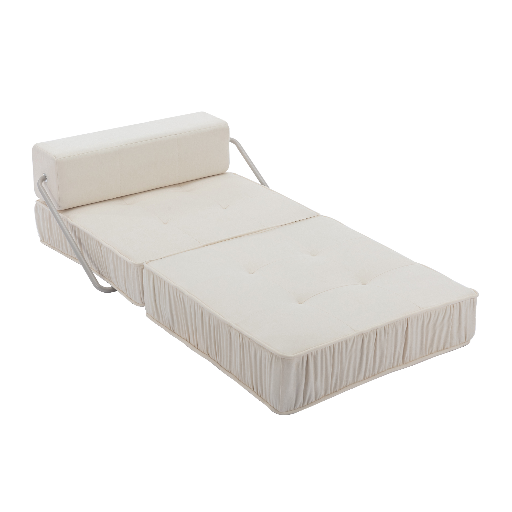Fauteuil convertible blanc en velours chenille avec fonction couchage