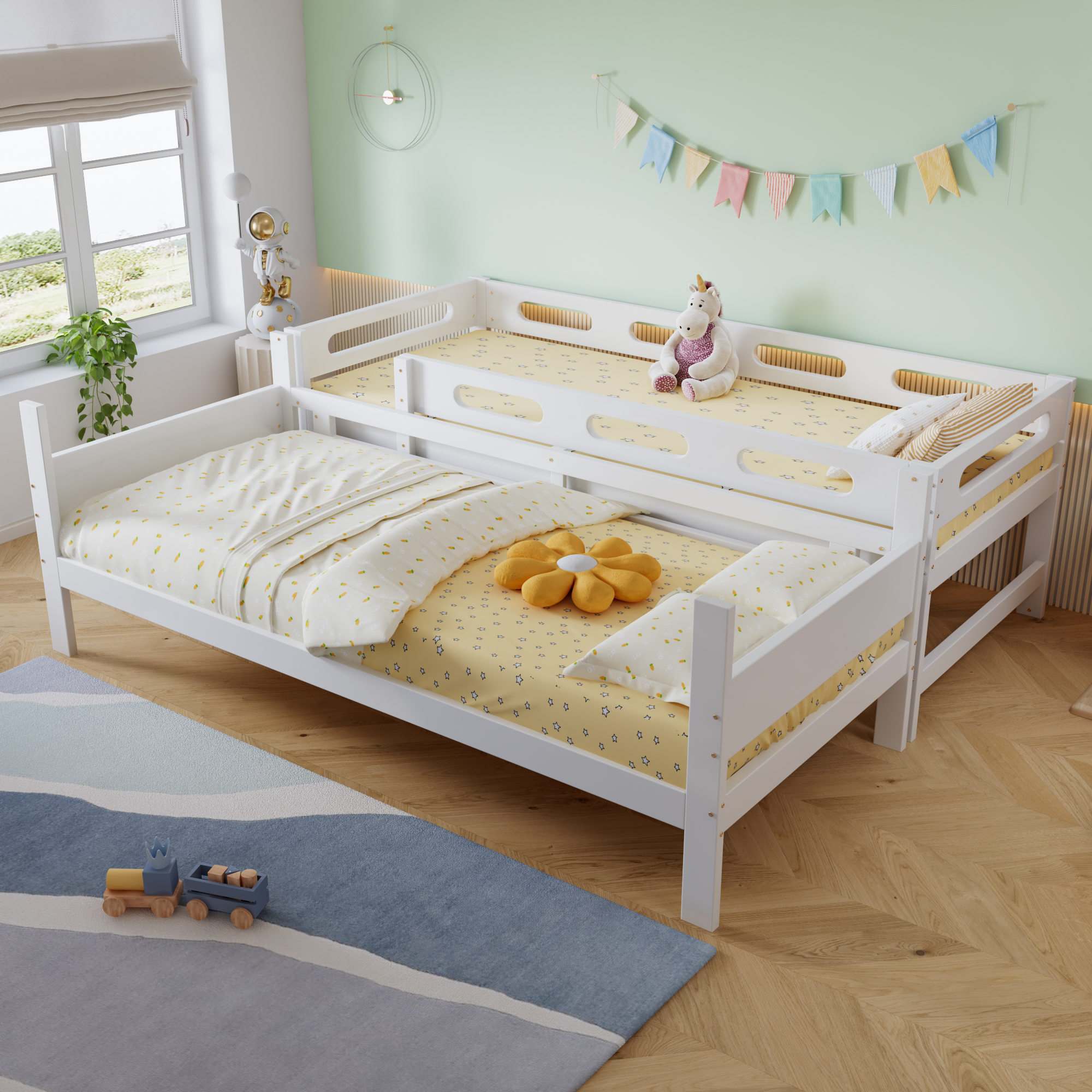 Lit superpose enfant blanc 90 x 200 cm avec echelle