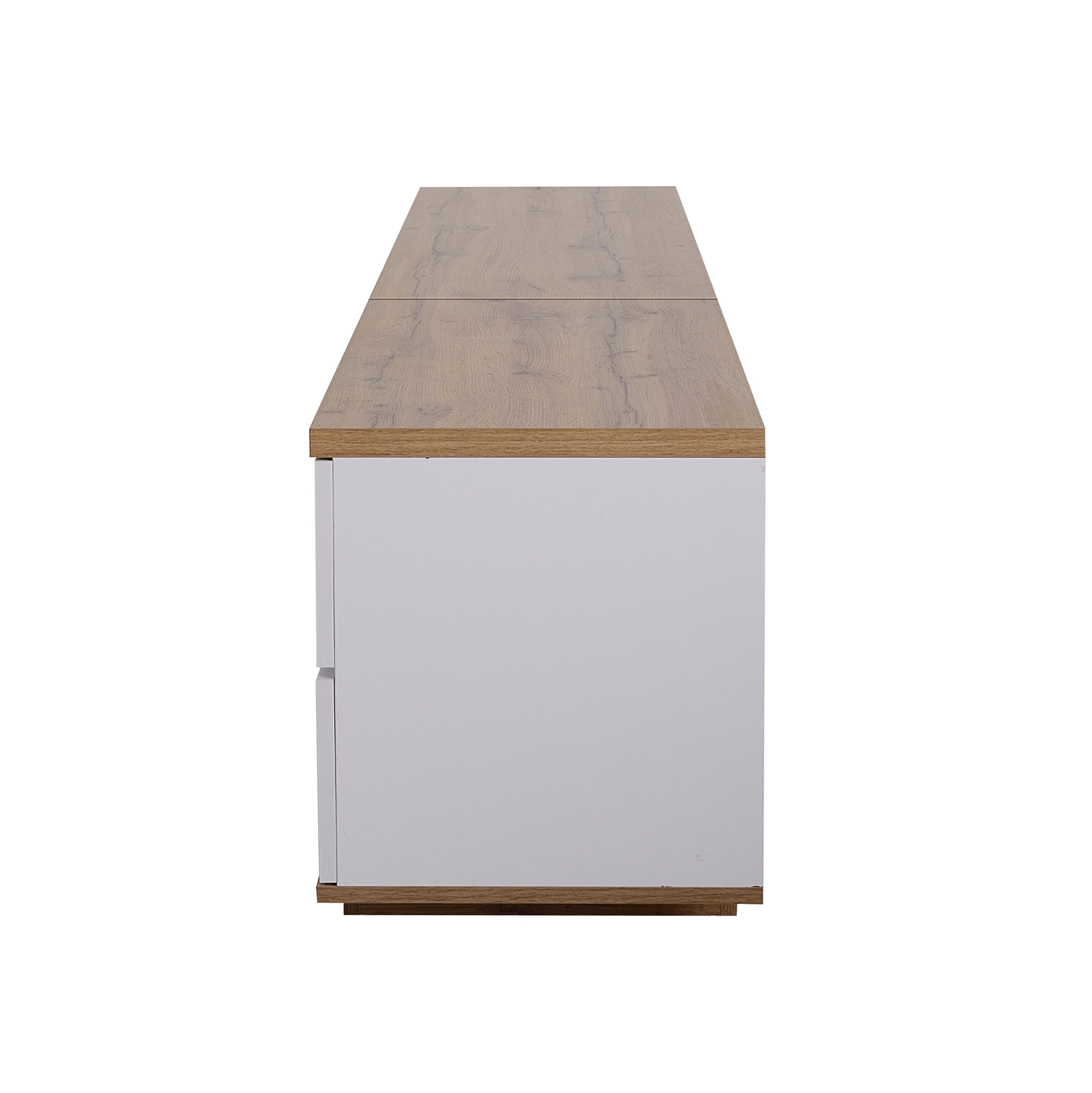 Détail porte push-open motif grille et finition bois naturel