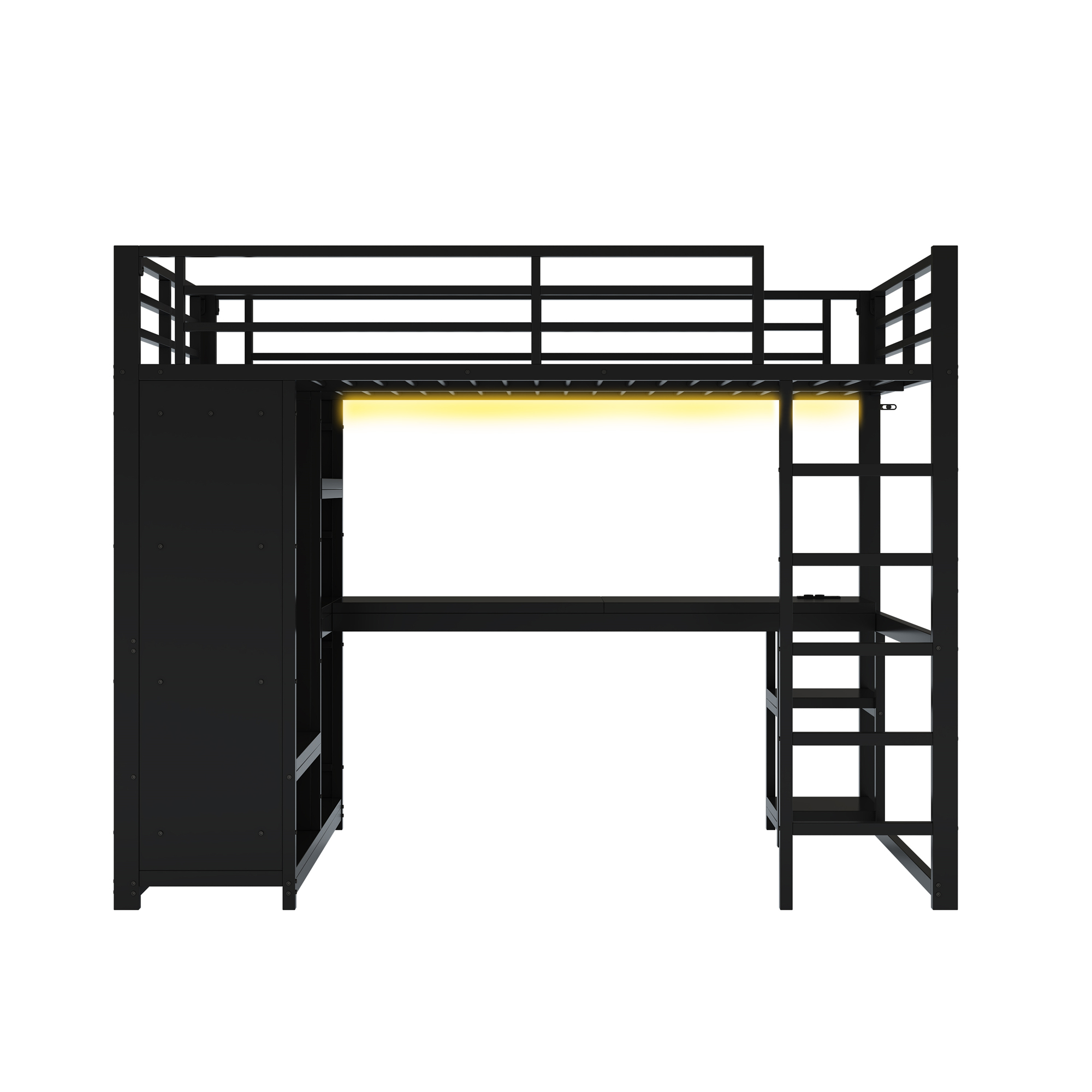 Détail bureau et LED RGB sous lit mezzanine