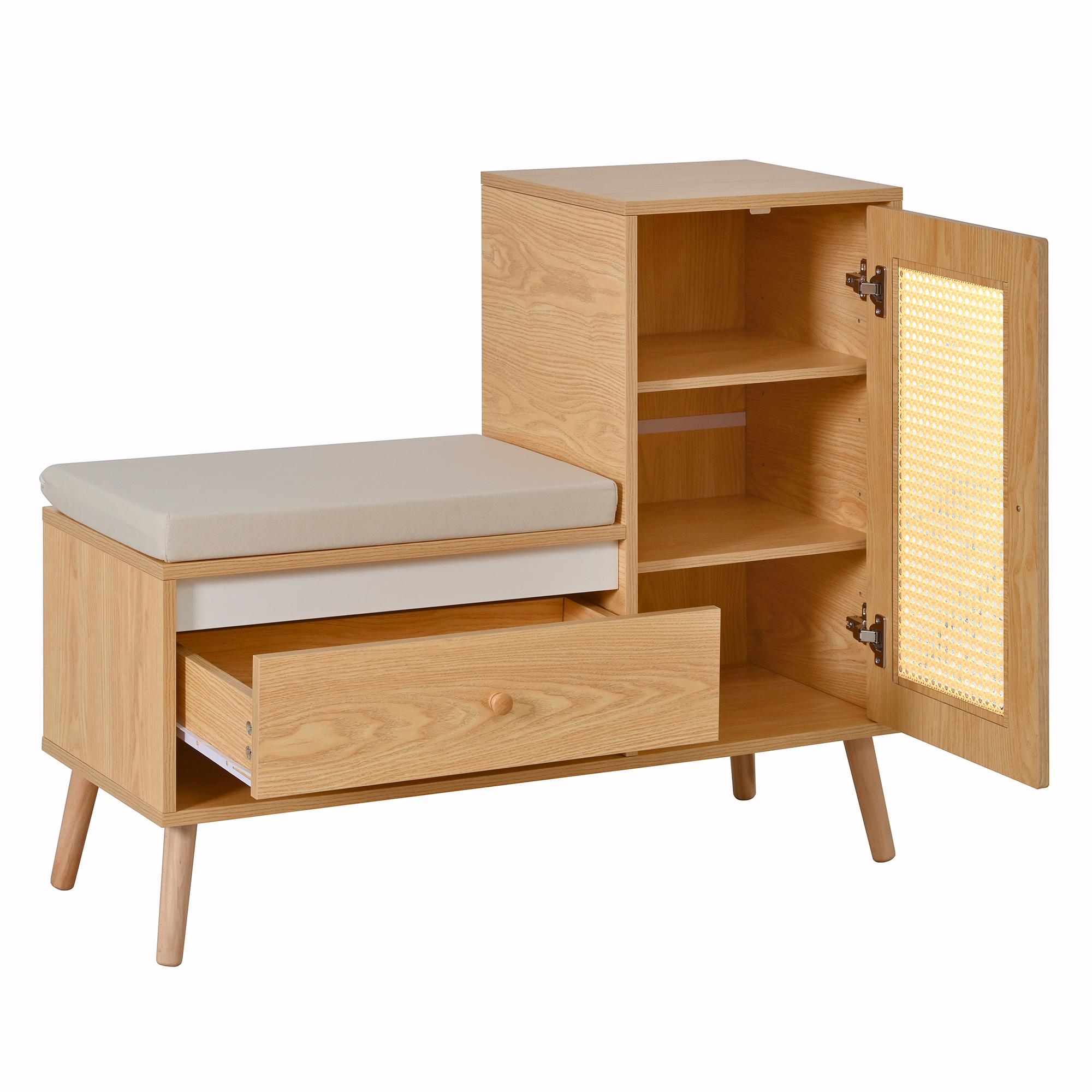 Détail rattan et rangement