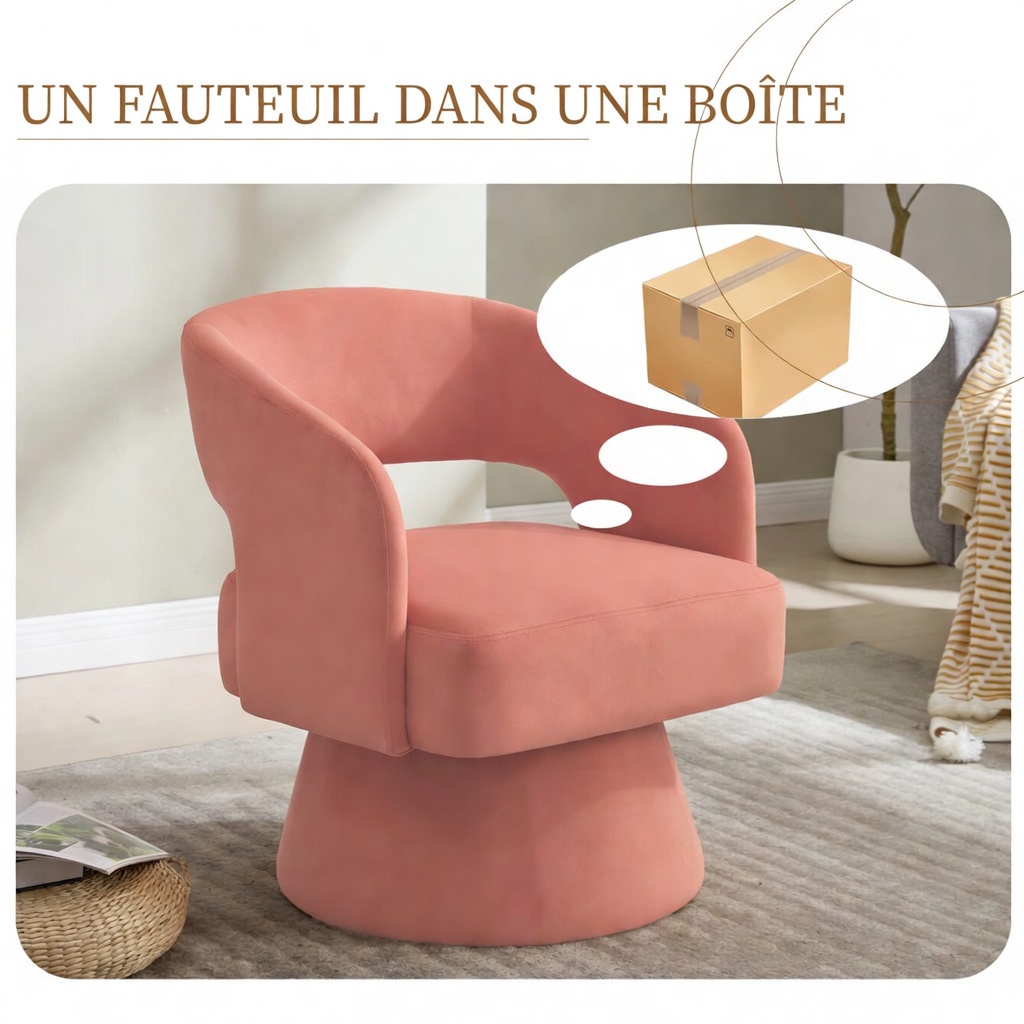 Fauteuil LINHOO rose vue de côté