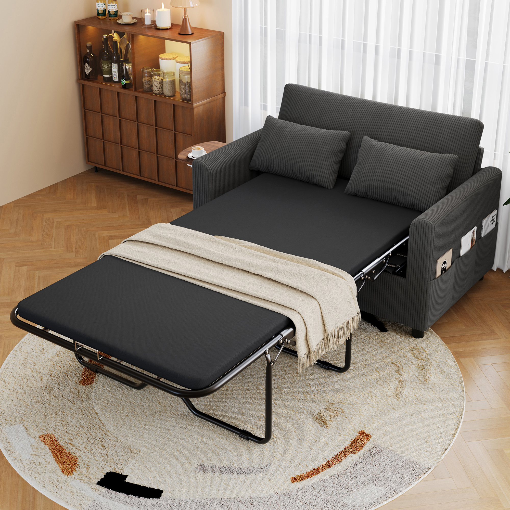 Canape lit extensible gris
