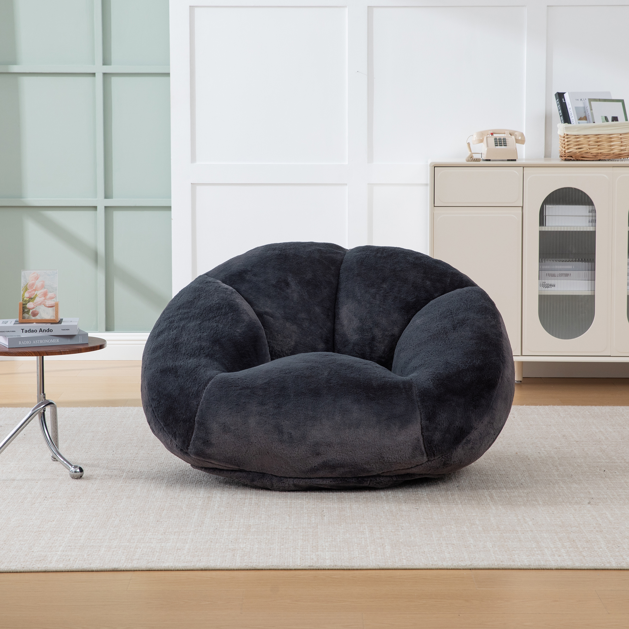 Pouf canapé pluche vue complète