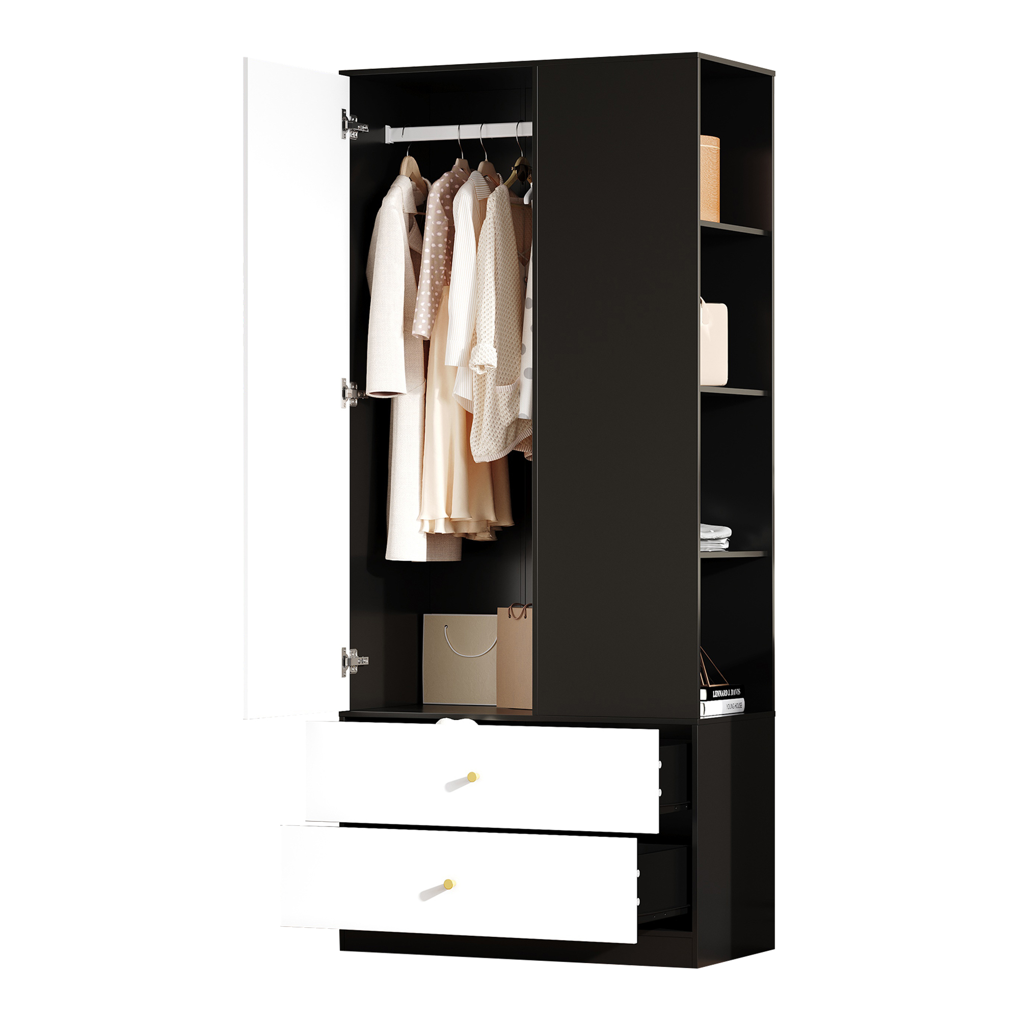 Structure robuste tiroirs fermés et pieds stables armoire