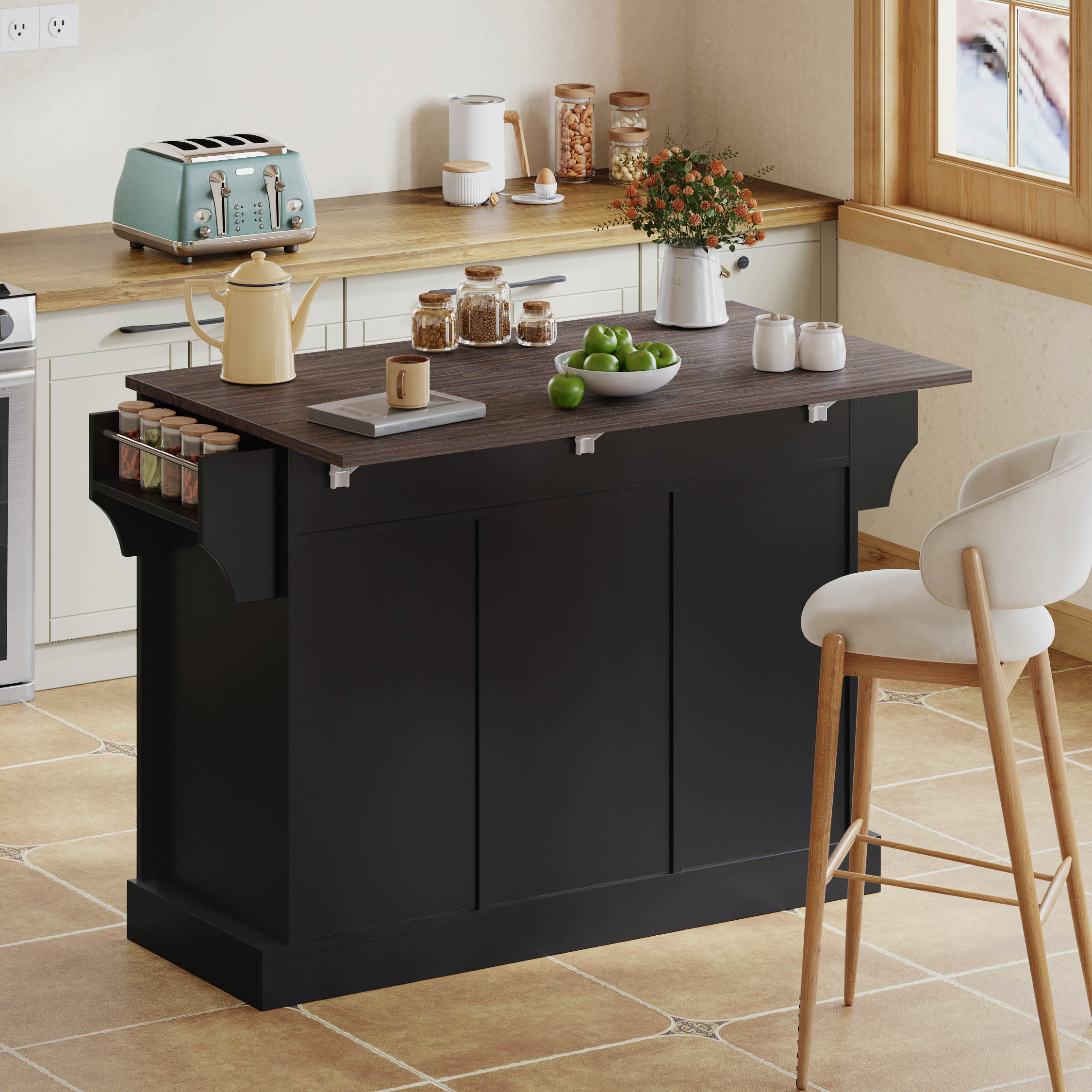 Roulettes freinées et structure MDF stable style grange
