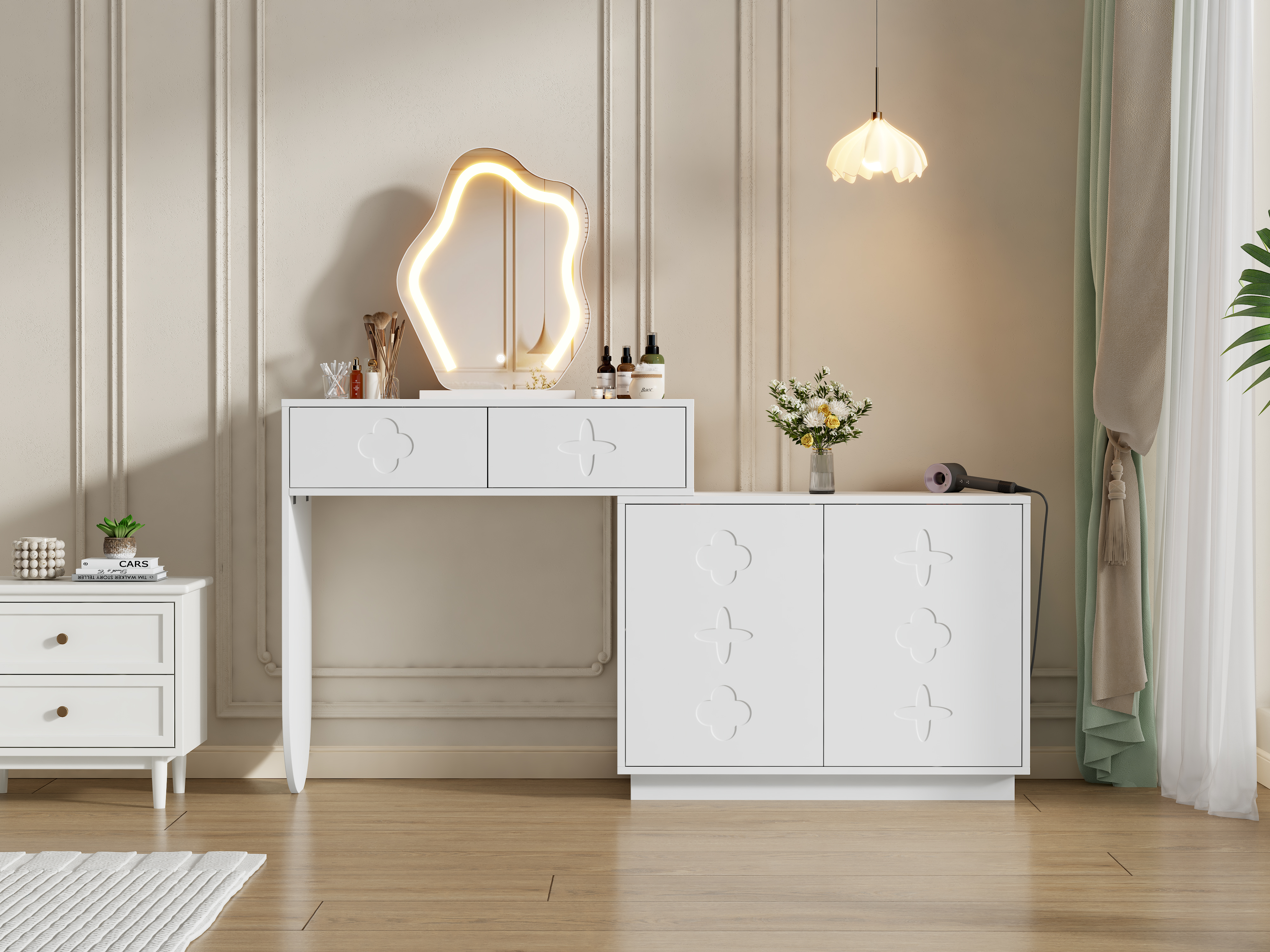 Coiffeuse avec miroir LED