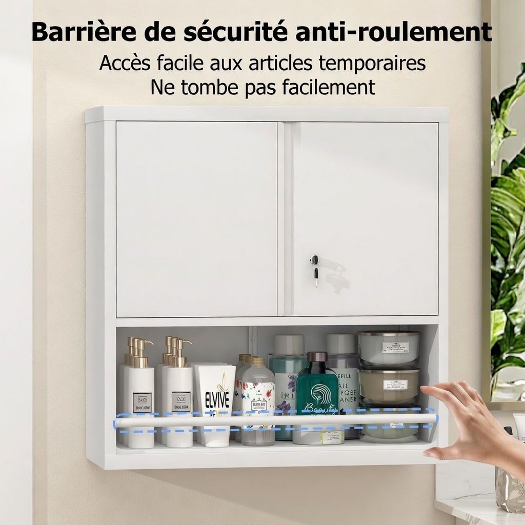 Armoire murale métal noir 2 portes fermée vue cuisine