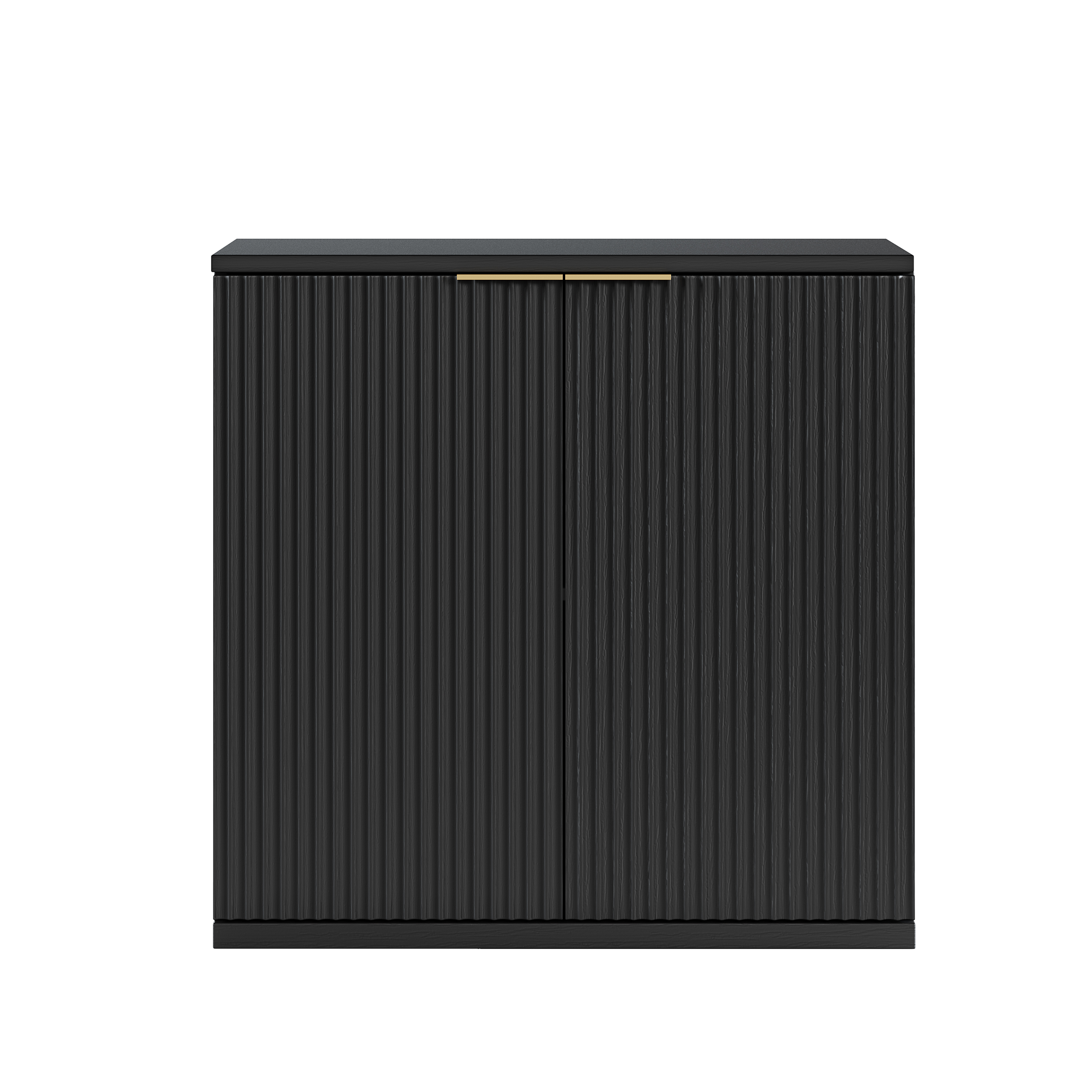 Meuble rangement moderne noir façade pliée fermé élégant