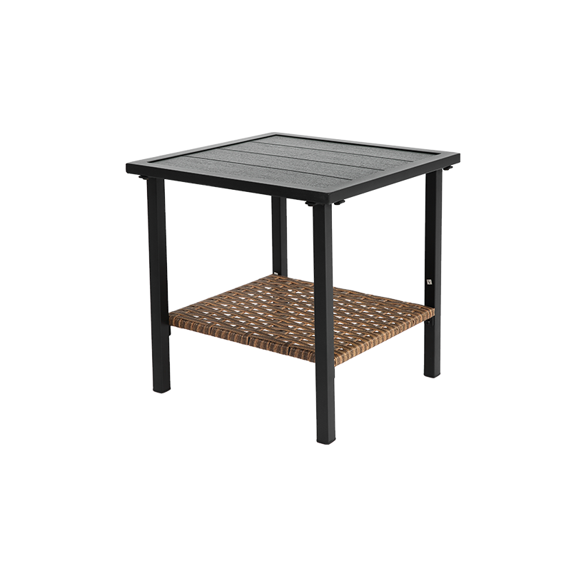 Ensemble 3 pièces balancelle rattan marron vue complète terrasse