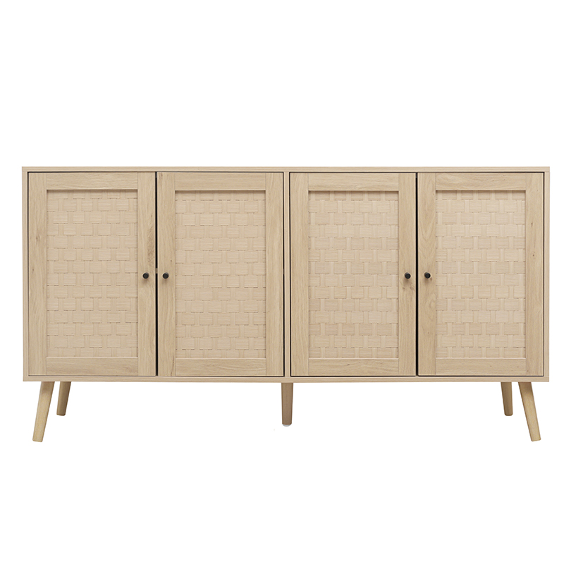 Sideboard bois motif vagues complet vue frontale