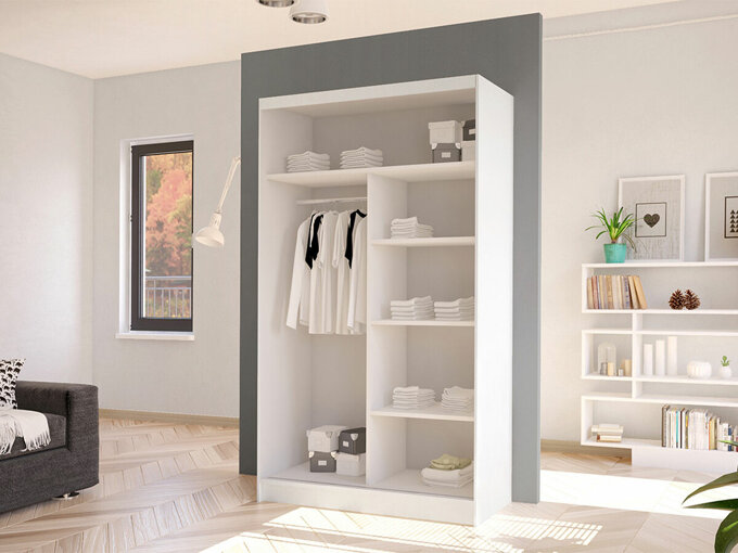 Armoire dressing chêne massif brossé avec miroir - Atlanta