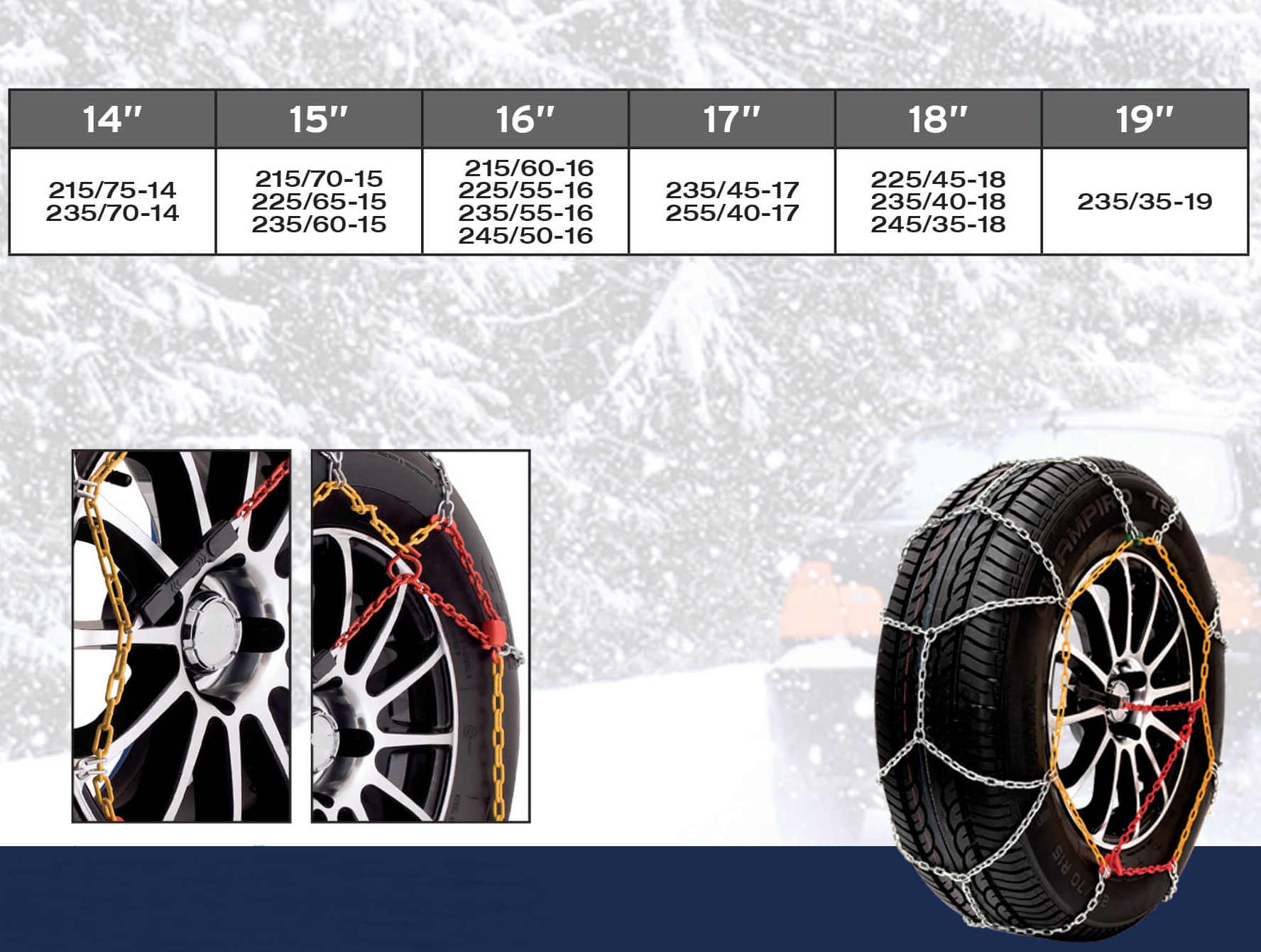 Chaines neige manuelle 9mm 235/70 R16 - 235 70 16 - 235 70 R16