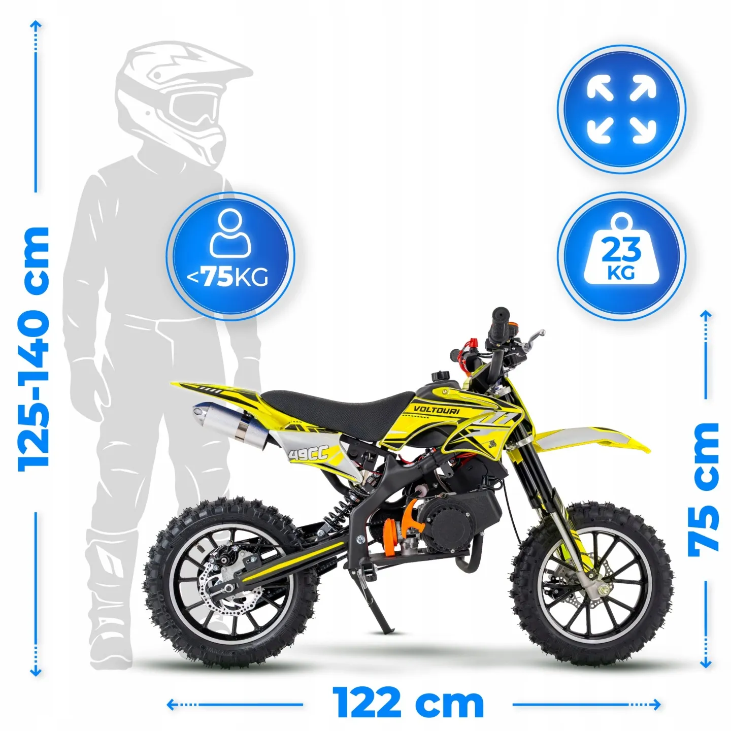 Abmessungen VOLTOURI CR49-E-YELLOW