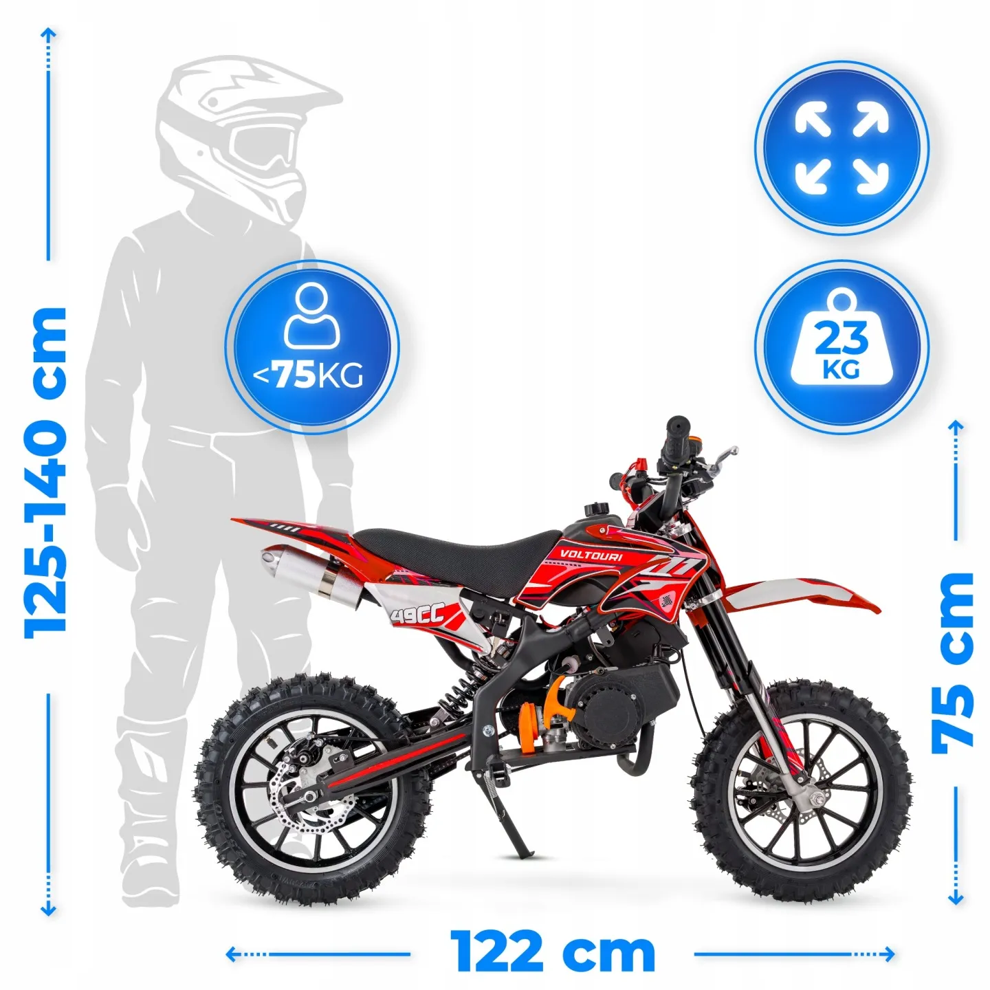 Abmessungen VOLTOURI CR49-E-RED