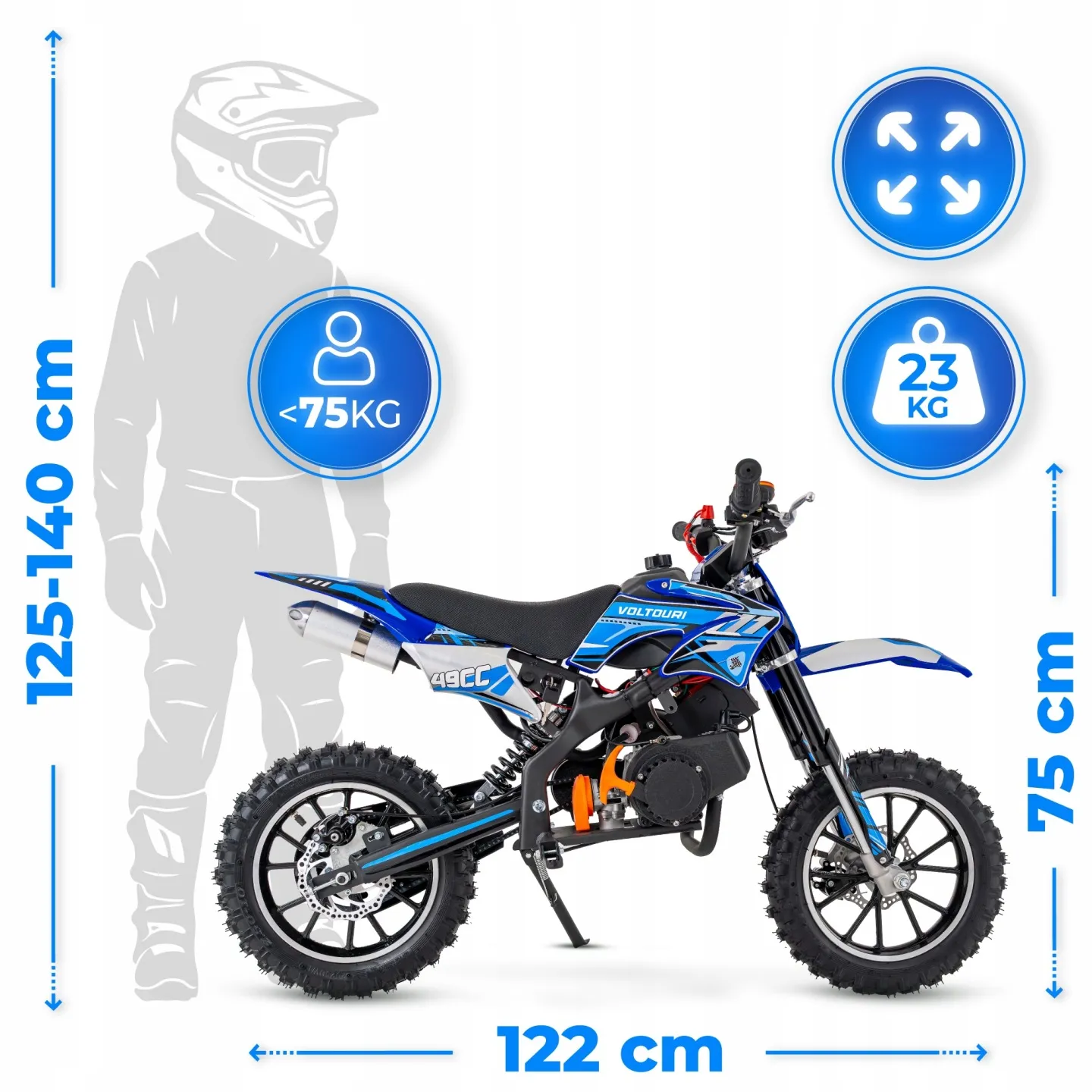 Abmessungen VOLTOURI CR49-E-BLUE