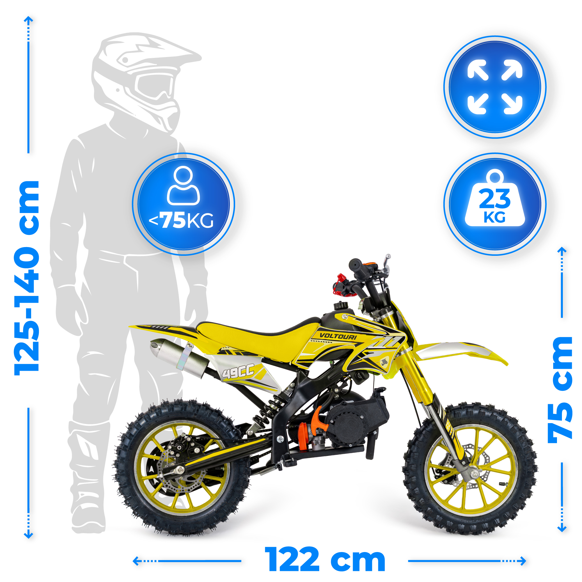 Abmessungen VOLTOURI CR49-YELLOW