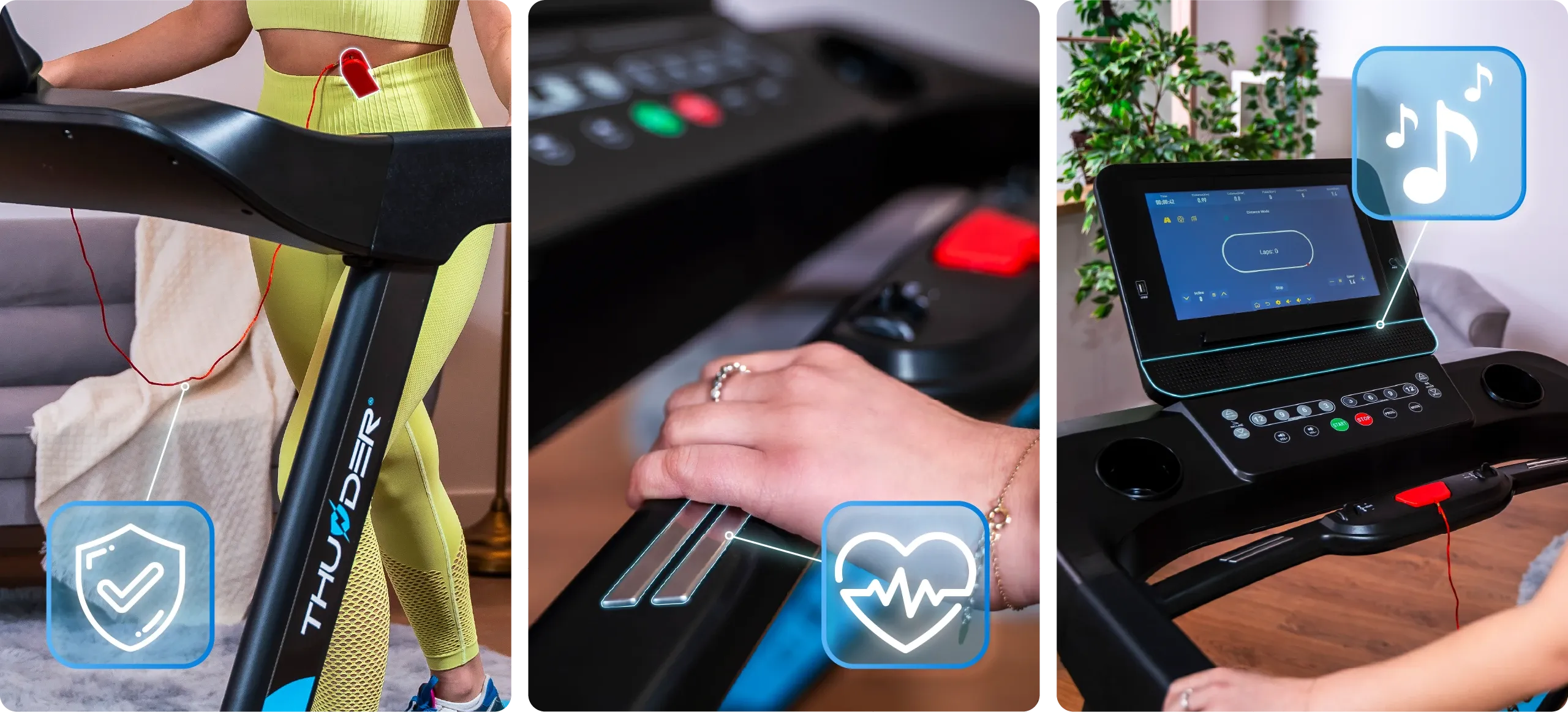 Bildschirm des THUNDER IGNITE Laufbands