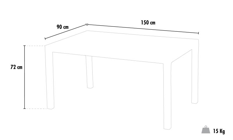Table rectangulaire 4 chaises Poly rotin resine 90x90 marron