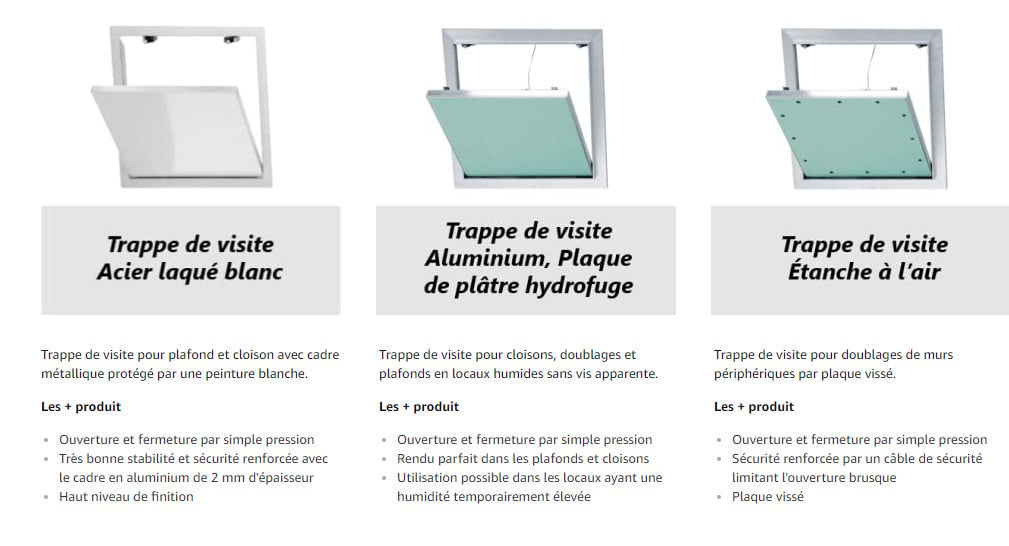 DELTAPRO - Trappe de visite - acier zingué - laqué blanc - 300x300 mm