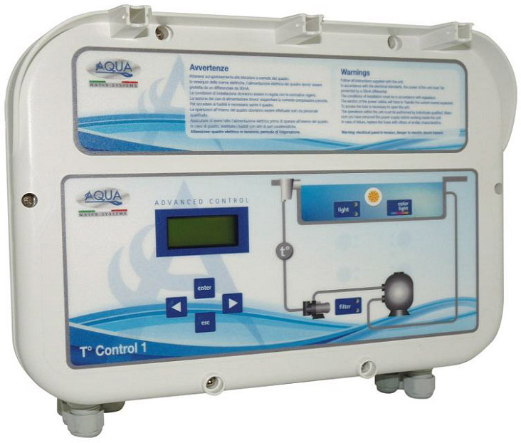 Quadro elettrico T-CONTROL 1 con trasformatore fari per piscine con skimmer