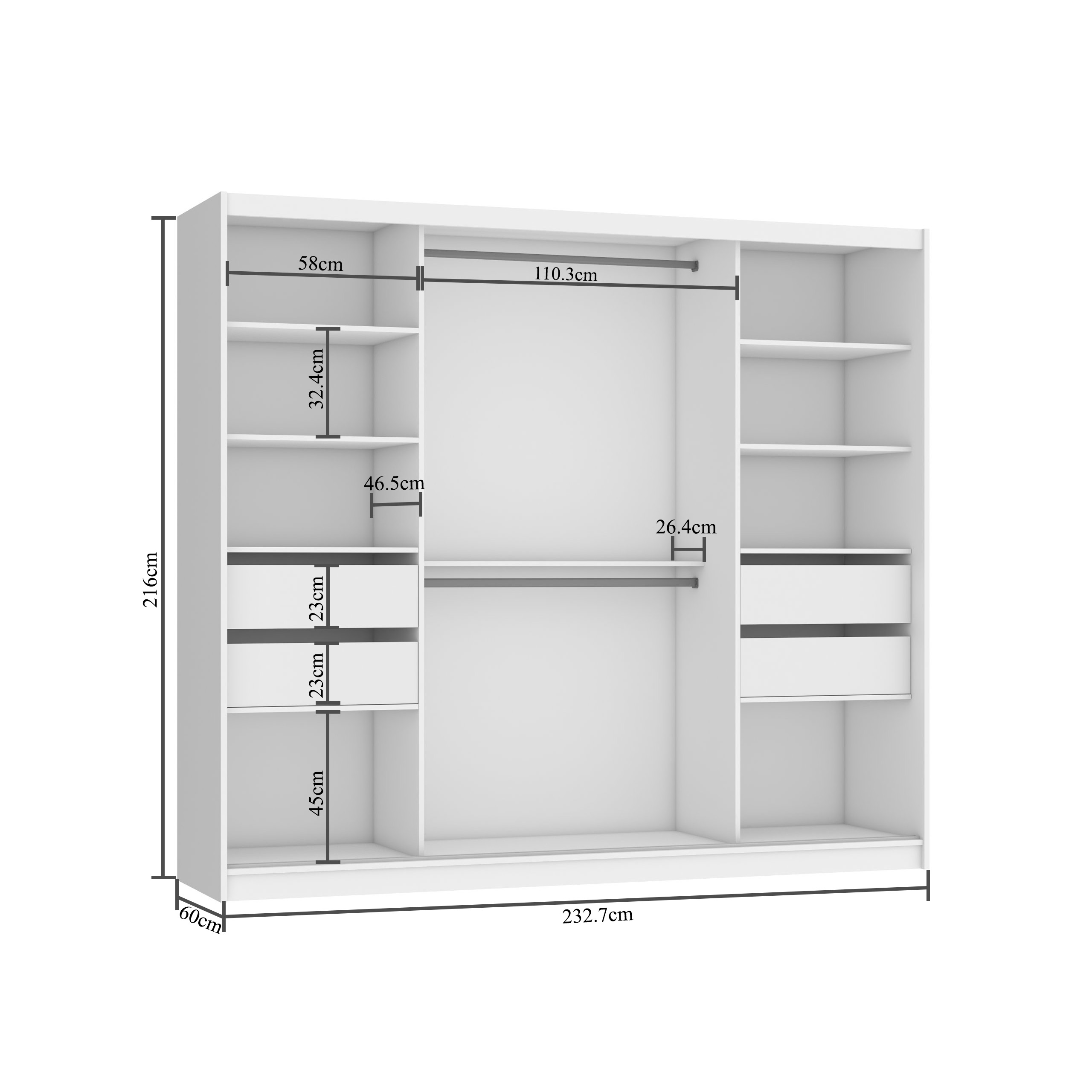 Schiebeschrank Innenansicht