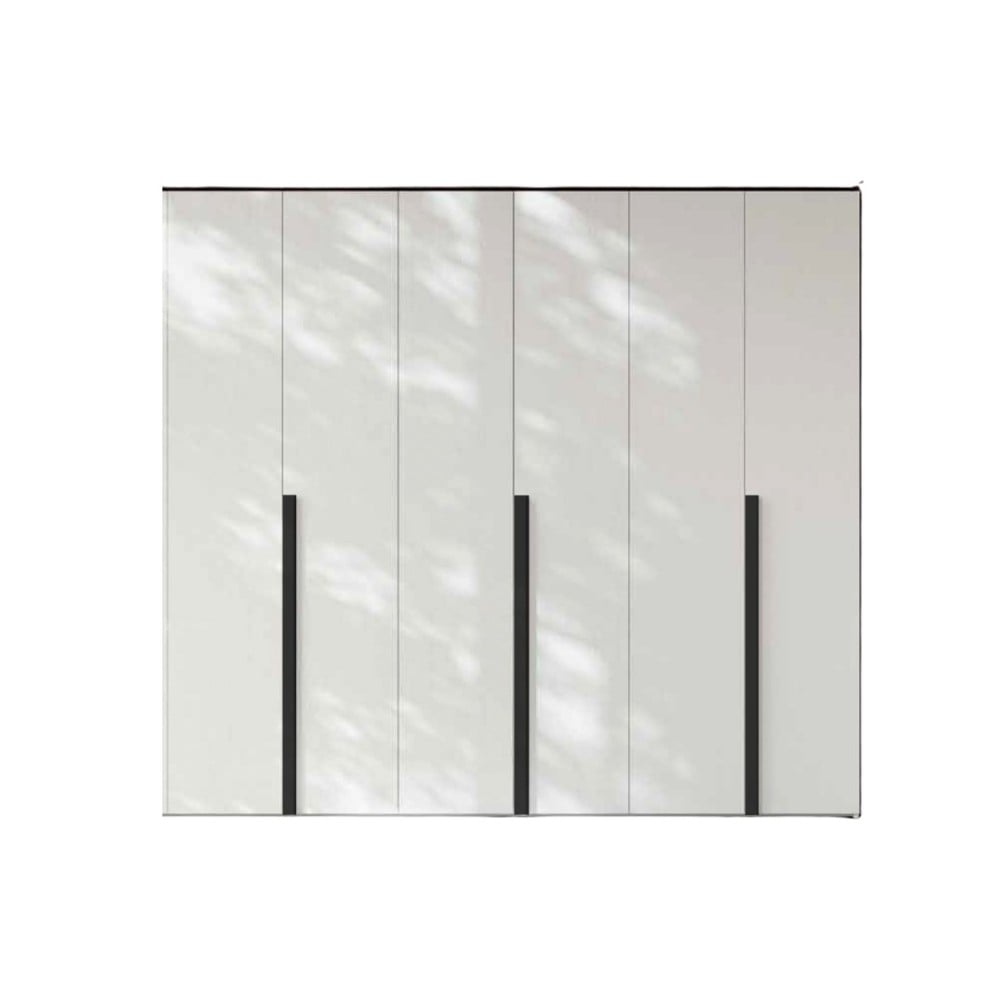 Armadio Con Specchio Antares 6 Ante - Bianco, 163x46.5x200.5 Cm, Guardaroba Con Cassetti - Foto 5