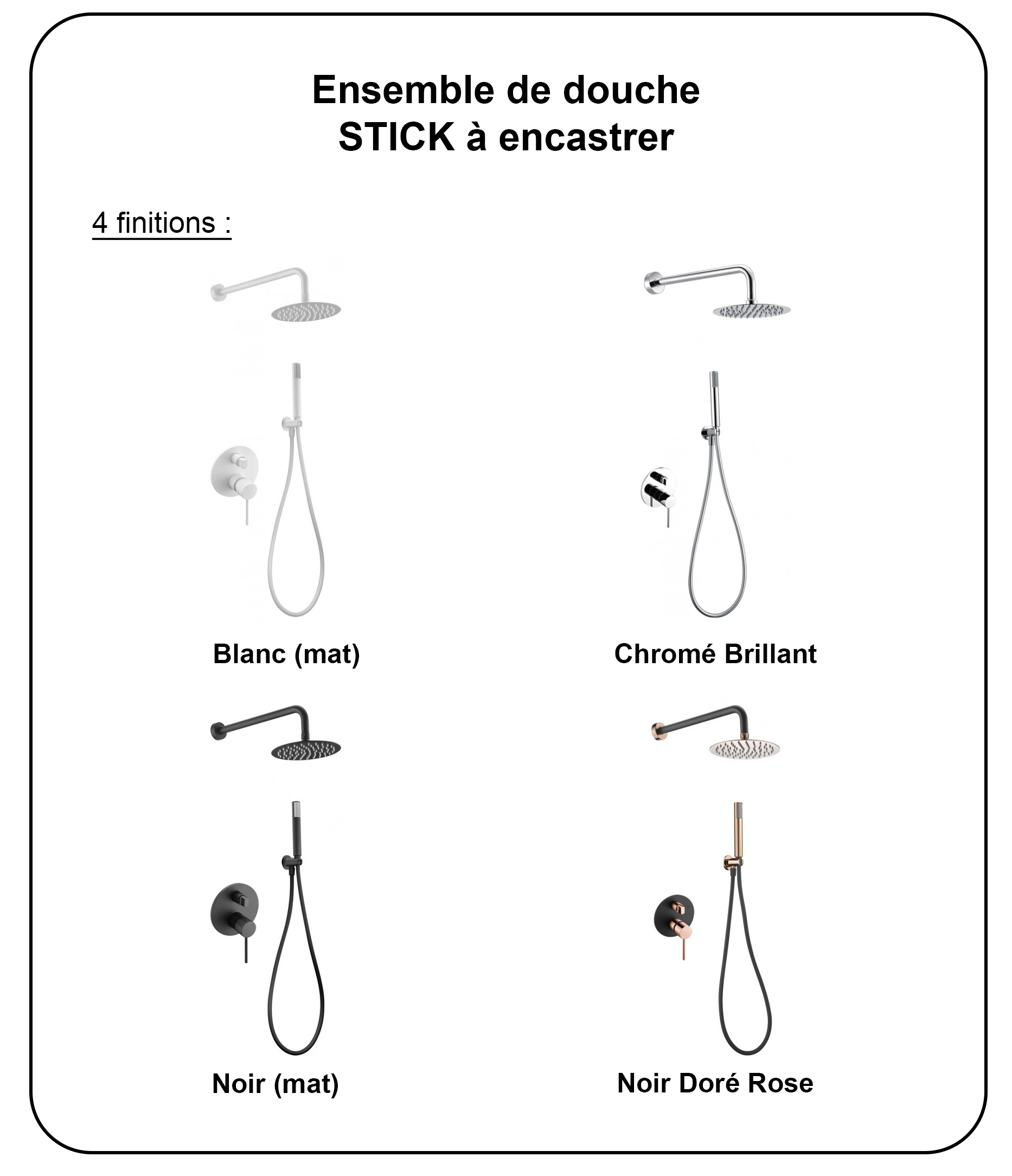 Ensemble de douche STICK à encastrer - mitigeur monocommande