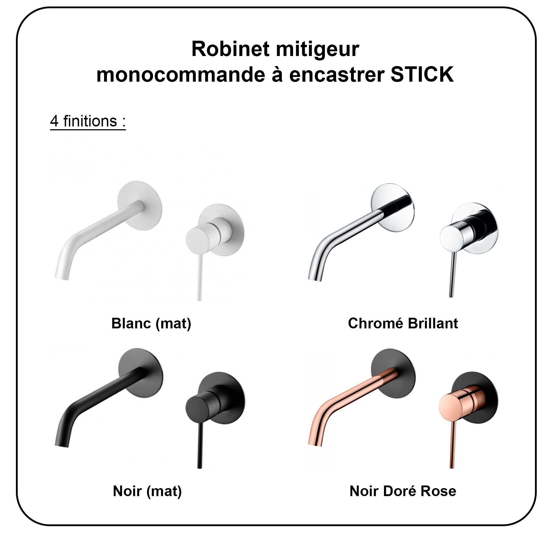 Robinet mitigeur monocommande à encastrer STICK (corps encastré inclus)