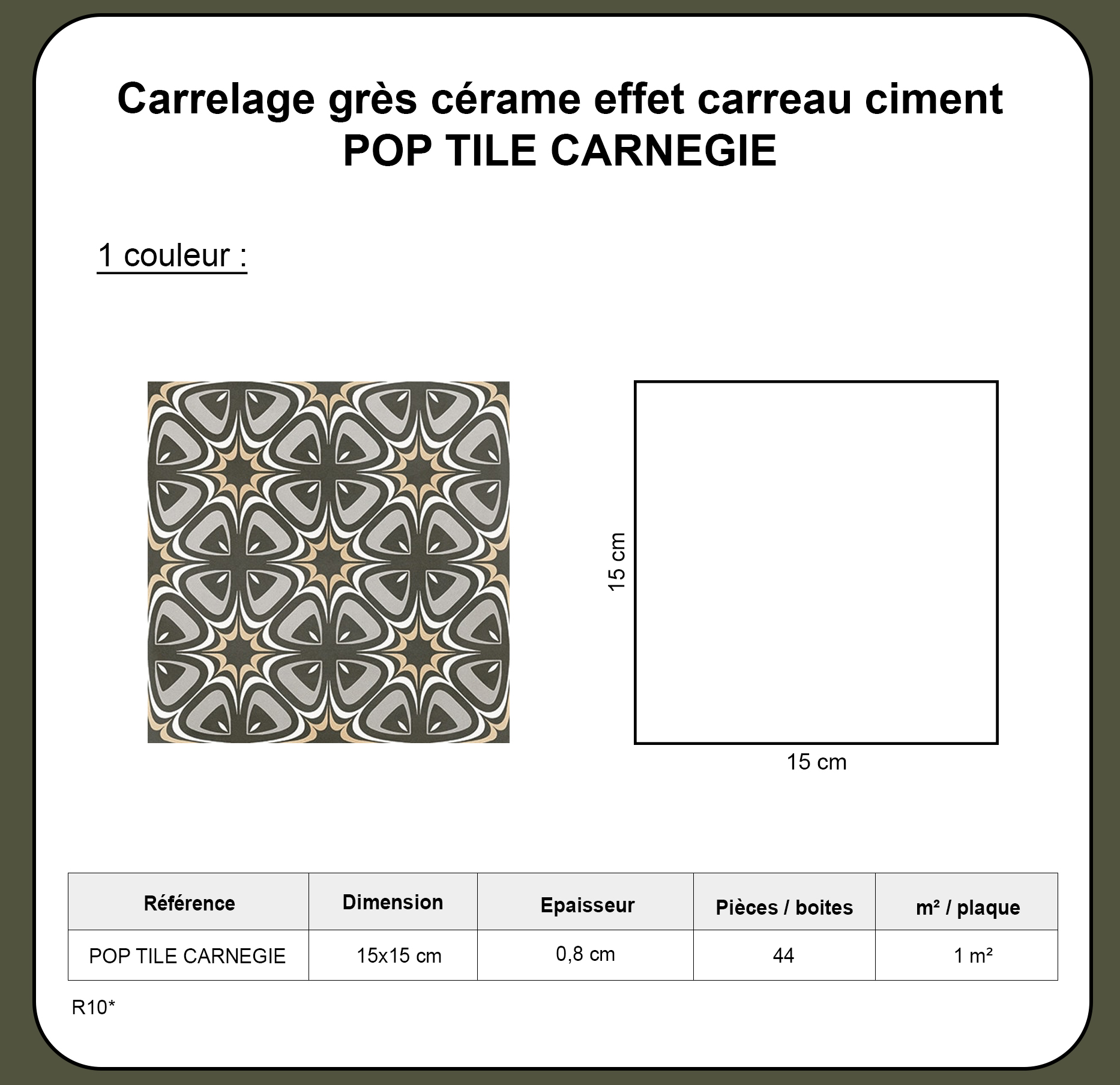Carrelage grès cérame effet carreau ciment POP TILE Carnegie