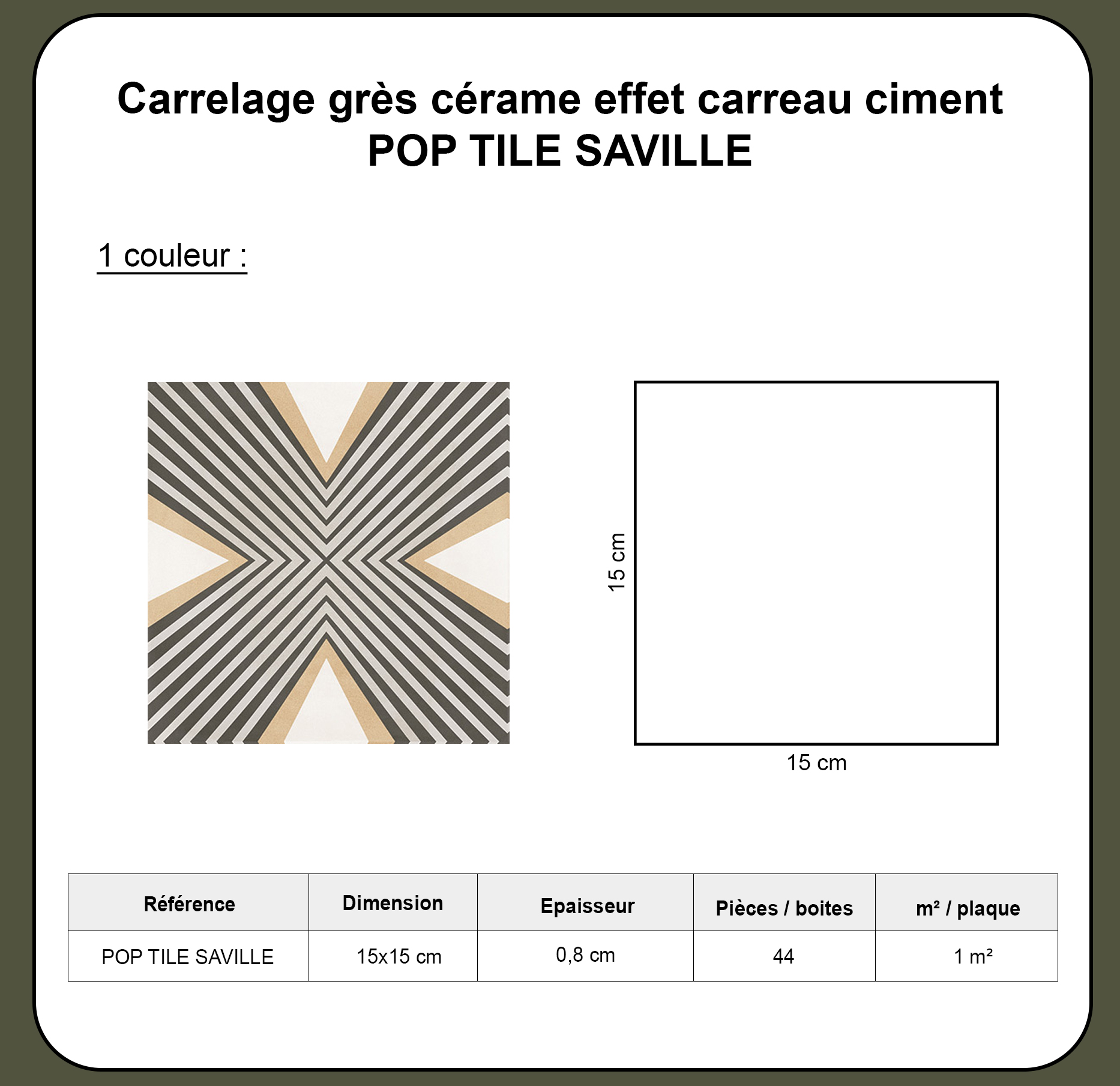 Carrelage grès cérame effet carreau ciment POP TILE SAVILLE