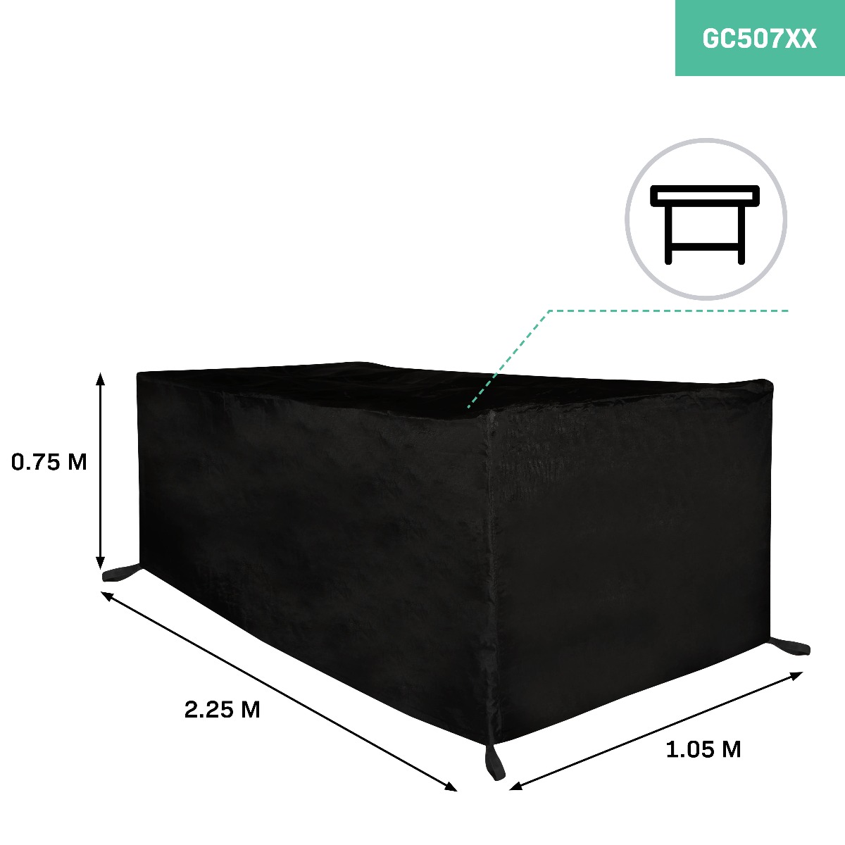 VONROC GC507XX Copertura impermeabile Copritavolo da giardino da esterno 225x105x75cm