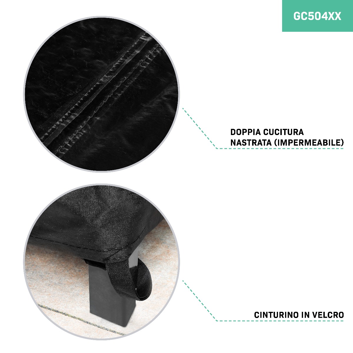 VONROC GC504XX Copertura impermeabile per divano da giardino a forma di L 215x215x85cm. Altezza: 70cm. Anti-UV