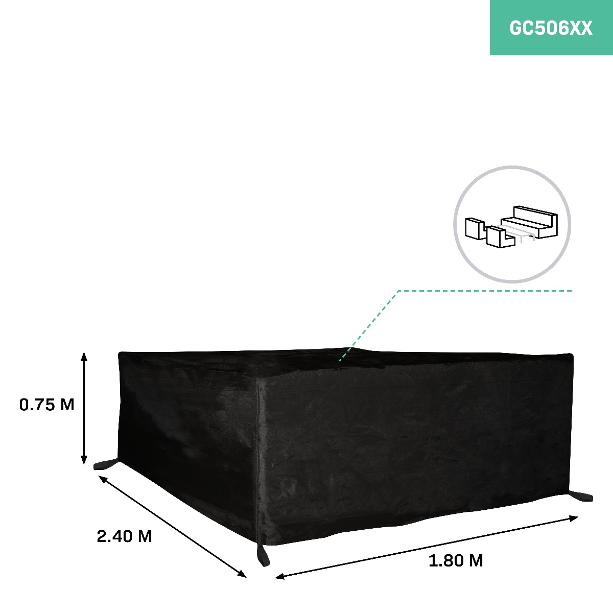 VONROC Copertura protettiva impermeabile da esterno per mobili da giardino 240x180x75cm. Con gancio e cinturino