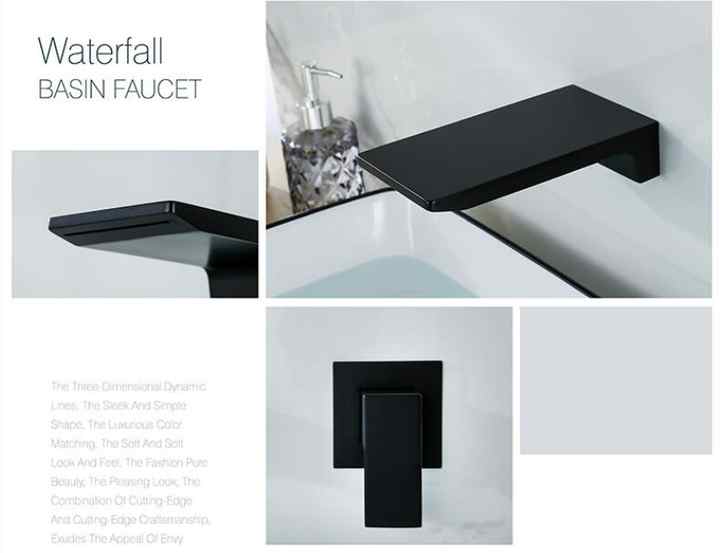 Black waterfall bathroom faucet single lever mixer