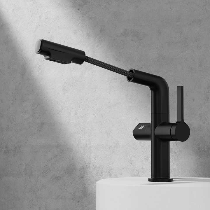 Black waterfall bathroom faucet single lever mixer