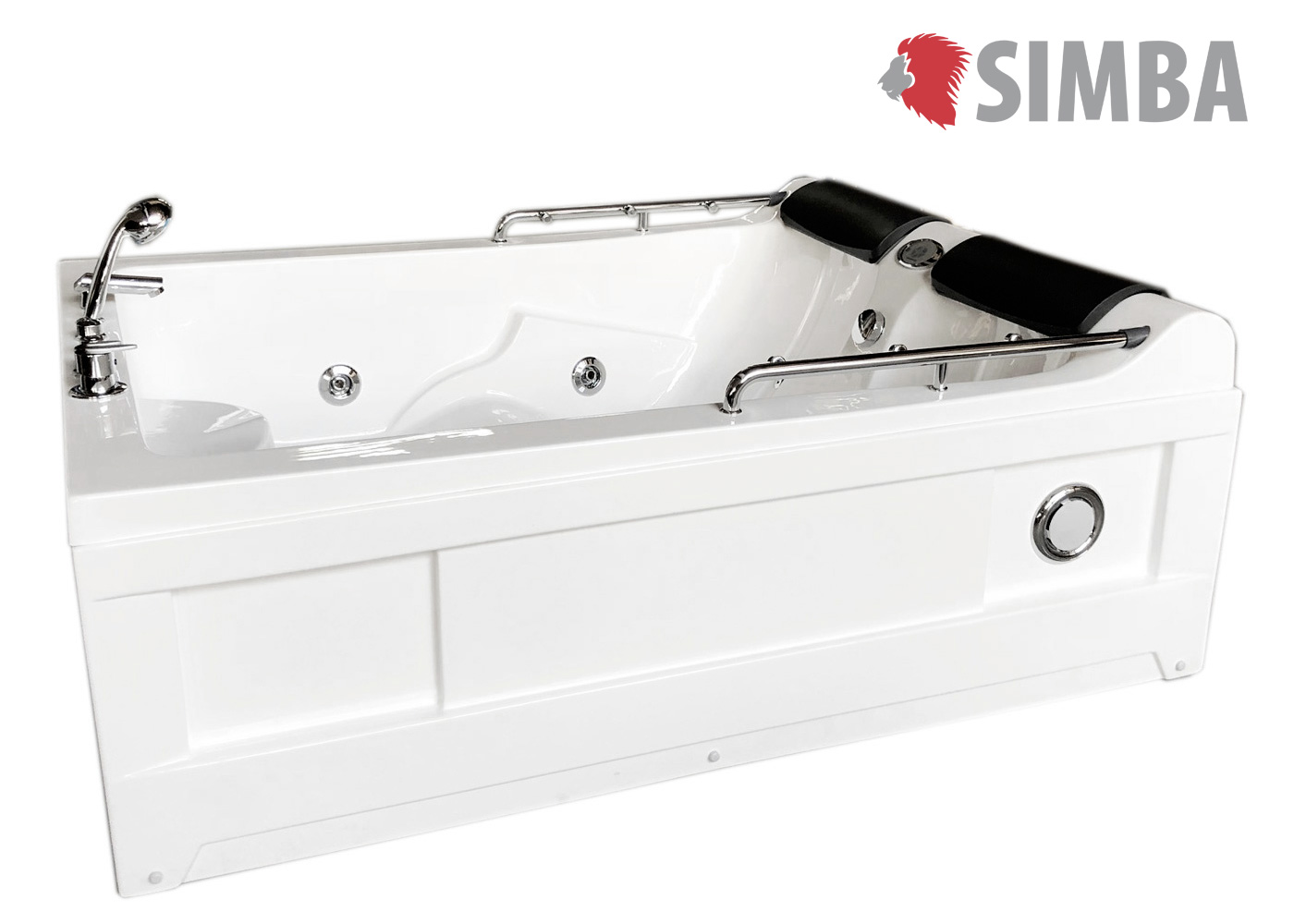 SIMBA VASCA BAGNO IDROMASSAGGIO CROMOTERAPIA SPA 175 X 132cm BIANCA PER 2 PERSONE LULU -Stile Bagno