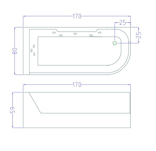 SIMBA Bañera Hidromasaje Bañera De Esquina Hidromasaje Y Vitrio Panoramico SPA 170 X 80cm VENICE -Hogar Baño Tienda