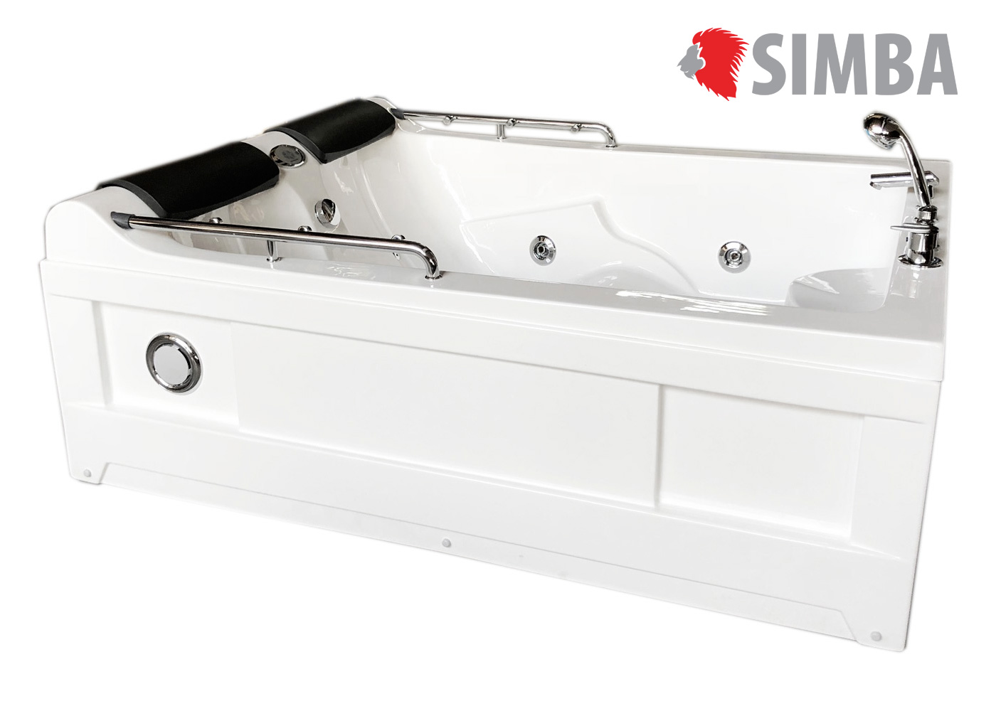 SIMBA VASCA BAGNO IDROMASSAGGIO CROMOTERAPIA SPA 175 X 132cm BIANCA PER 2 PERSONE MIMI -Stile Bagno