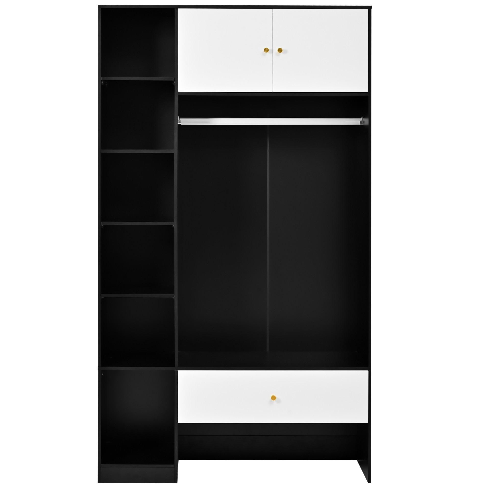 Intérieur garde-robe avec niches ouvertes et barre vêtements