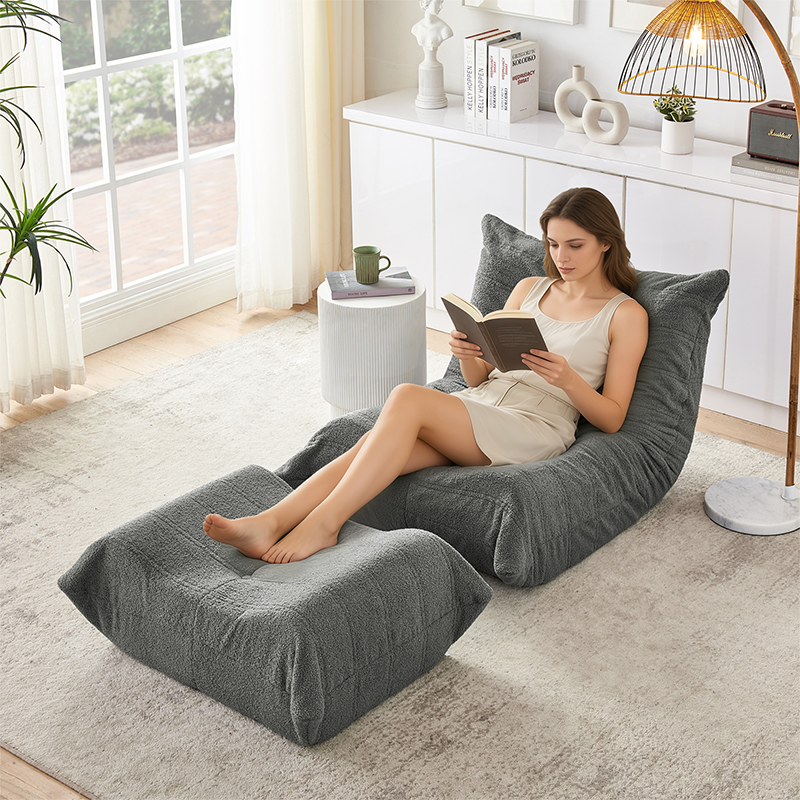 Teddy-Boden-Sessel mit Lehne und Fußstütze