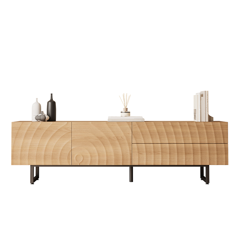 Meuble TV moderne effet bois avec texture 3D