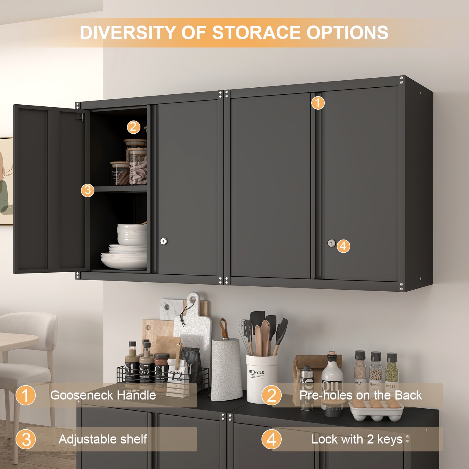 Armoire acier noir finition