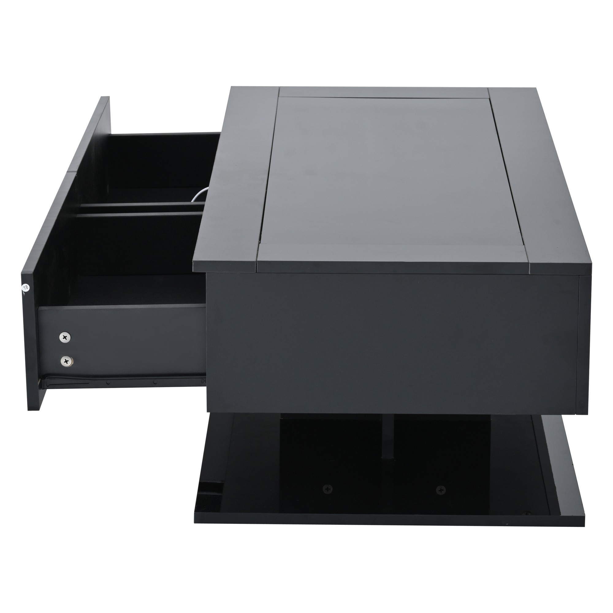 Table basse noir 100x50x35 cm avec LED en mode blanc