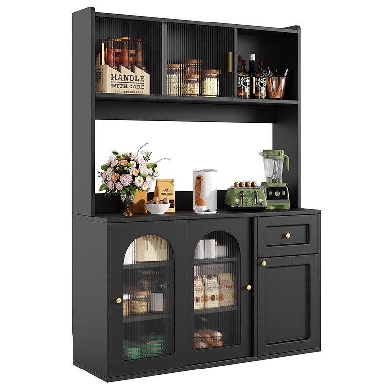 Schwarzer Vitrinen-Schrank
