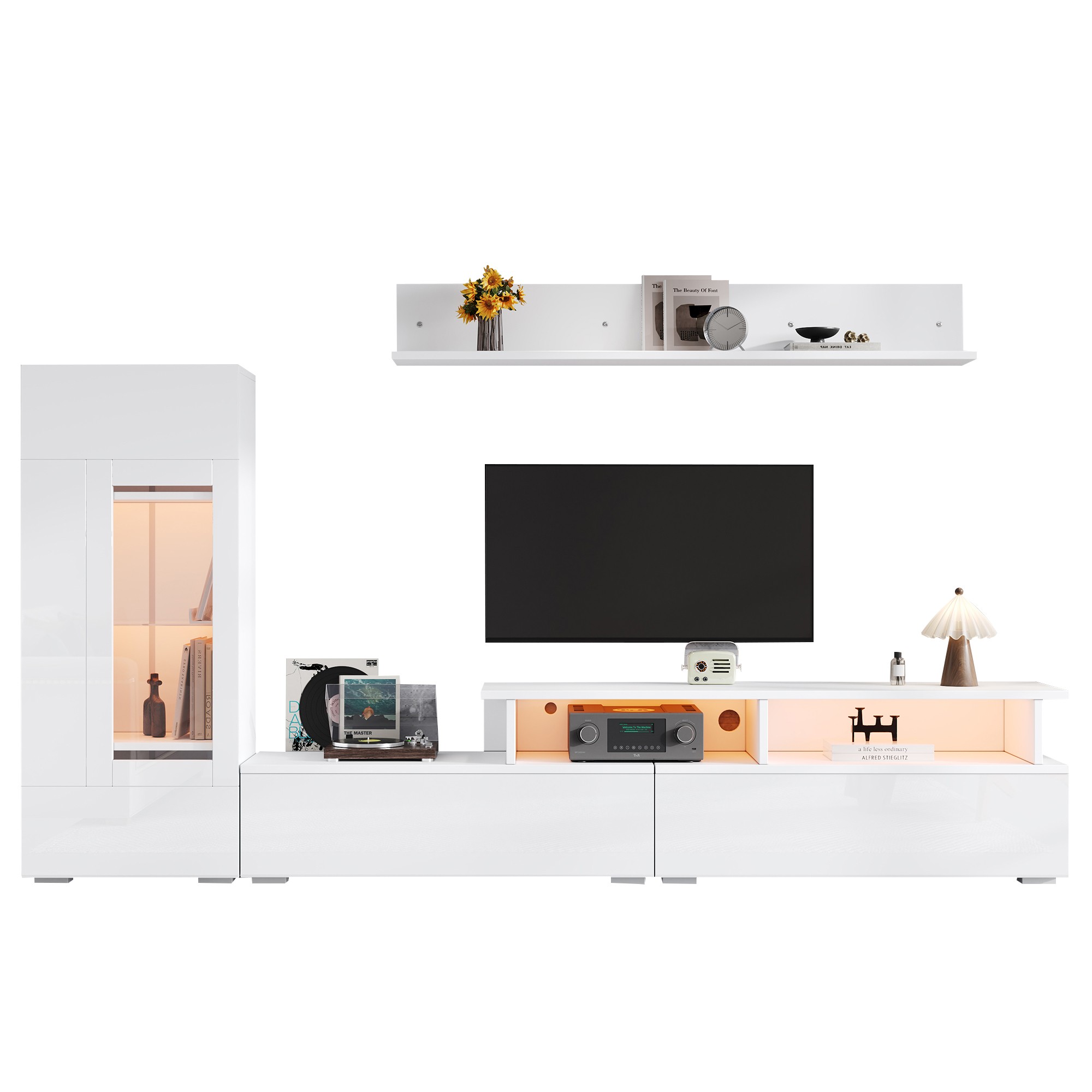 Ensemble meuble TV 3 pièces LED blanc