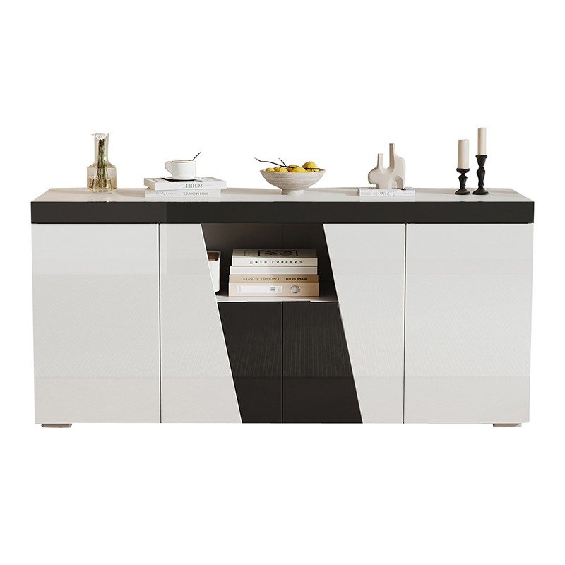Buffet noir et blanc 4 portes design diagonal