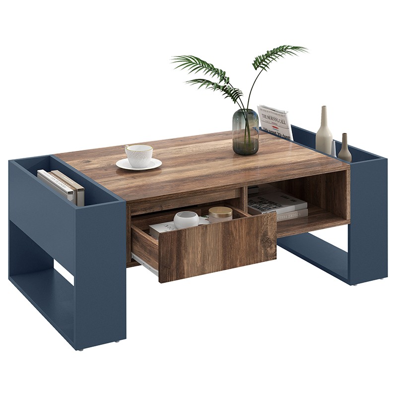 Table basse anthracite effet bois